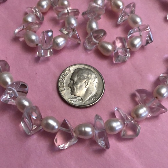 Freshwater Pearl & Qtz Crystal 3pc Set-Sterling - Picture 3 of 5